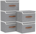 Yawinhe Fabric Storage Boxes with Lids,Grey,15.0x9.8x9.8in,5-Pack by Yawinhe