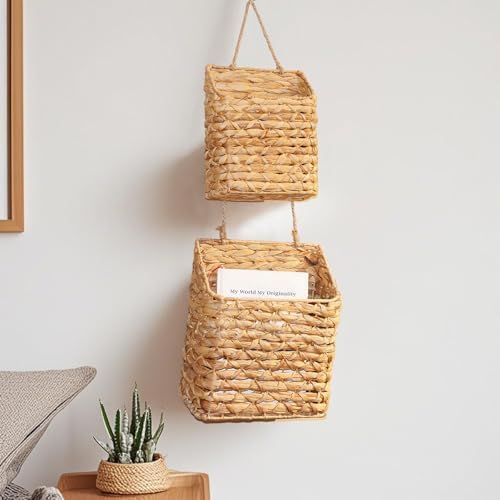 2-Tier Hanging Wall Basket, Water Hyacinth Over Door Storage - Image 4