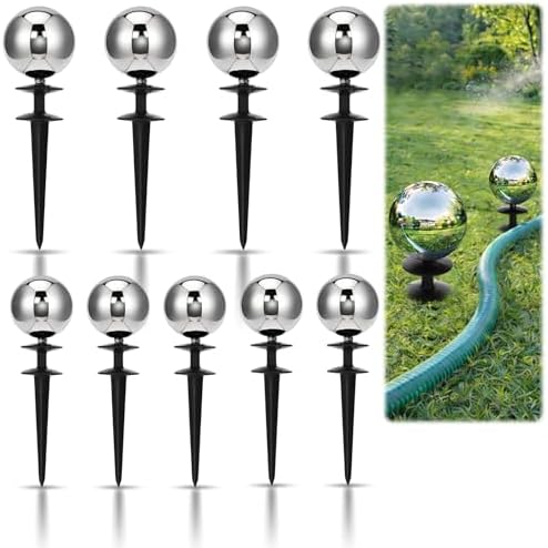 Tandefio 9 Pcs Garden Hose Guide Spike 13.5'' Decorative Ball, Silver by Tandefio