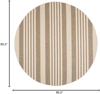 SAFAVIEH Washable Rug Outdoor Courtyard Collection - 7'10" Round, Brown & Bone, Non-Shedding & Easy Cleaning, Ideal for Patio, Backyard, Mudroom (CY6062-242) - Image 2