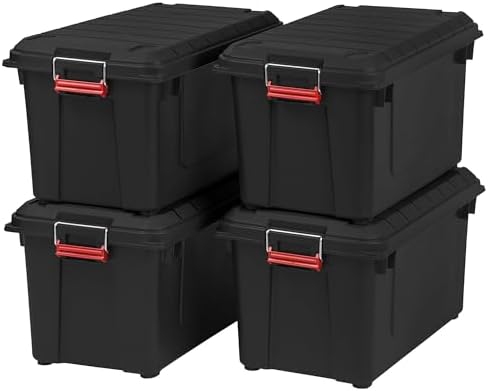 IRIS USA 21 Gal WeatherTight Storage Bins with Latching Lid, 4 Pack by Unknown