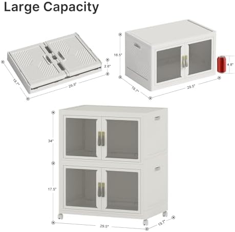 544QT Stackable Storage Bins with Lids, 136Gal Foldable Storage Cabinets - Image 5