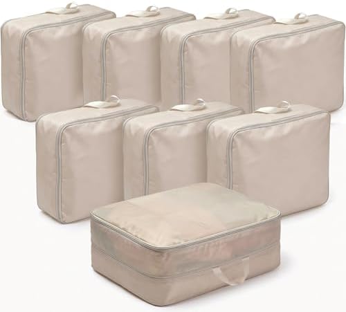 8 Pack Compression Storage Bags, Comforter Storage Bag, Light Brown by PLMMOUT