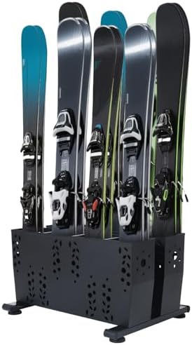 Freestanding Ski Storage Rack for 4 Pairs, Floor Stand Ski Organizer Rack, Heavy Duty Alloy Steel Ski Holders Ski Organizer, Freestanding Ski Organizer for Garage Basement by YeeJinHong