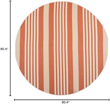SAFAVIEH Courtyard Outdoor Round Rug 6'7", Terracotta & Beige CY6062-241 - Image 2