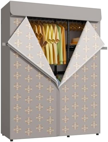 ULIFHOME F2C Clothes Rack with Cover, Brand Custom Dustproof Pattern Cover by UlifHome