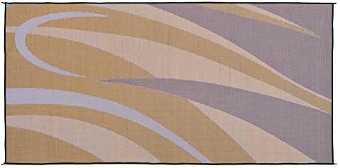 Stylish Camping Reversible Graphic Patio Mat - 8' x 16', Brown/Gold - Image 3