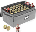 Premium Christmas Ornament Storage Box – Holds up to 72-3” Ornaments + 6 Side Slots for Figurines & Nutcrackers – Holiday Decoration Organizer – Durable 600D Grey Canvas by HOLDN%E2%80%99STORAGE