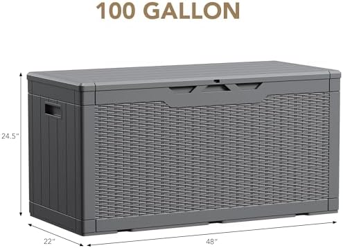 Devoko 100 Gallon Waterproof Resin Deck Box, Large Outdoor Storage Box - Image 6