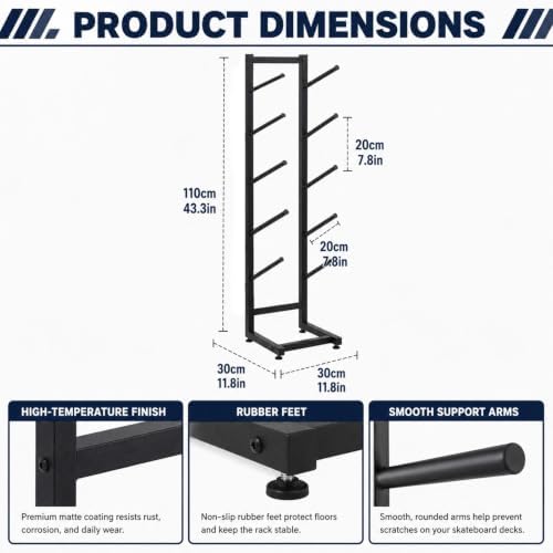 Single-sided Snowboard Storage Rack | 5-Tiers Free Standing Water Ski Rack | Wakeboard Racks, Home Gym Organize Holder, Free Standing 5-Tiers Metal Snowboard Storage Racks(43.3x11.8x11.8 inch) - Image 3
