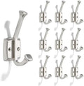 10 Pack 4-3/4 inch Satin Nickel Coat Hooks, Wall Mounted with Screws Suitable for Hanging Keys, Bath Towel, Bags, Hats, etc. Square Zinc Alloy mudroom Hooks by CABDM