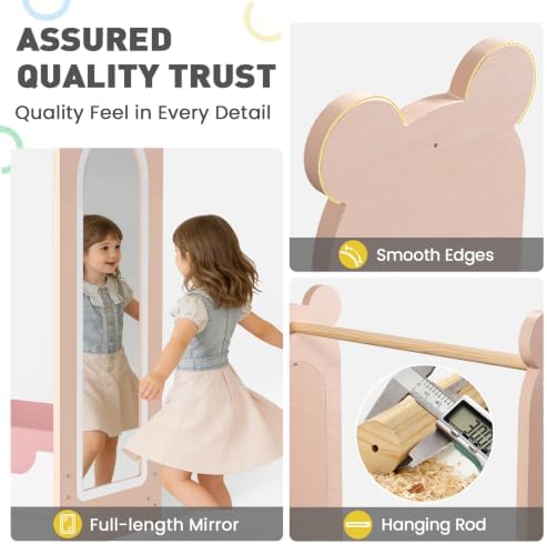 BlueWood Dress Up Storage Kids Wardrobe with Mirror, Costume Closet - Image 3