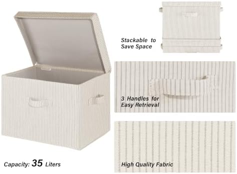 StorageWorks Fabric Storage Bins with Lids, Closet Storage Bins - Image 3