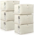 6 Pack Canvas Comforter & Blanket Storage Bags with Clear Window, Beige by CHICVIE
