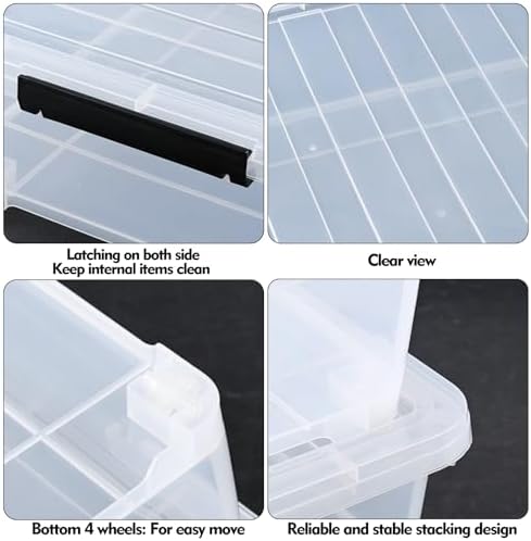 50 L Large 3 Packs Clear Plastic Under Bed Storage Container with Lid and Wheels, Under the bed Boxes - Image 3