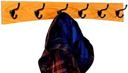 Solid Cherry Arched Wall Mounted Coat Rack Bronze Hat & Coat Hooks - Made in The USA (Cherry, 30.5" x 4.5" with 6 Hooks) - Image 2
