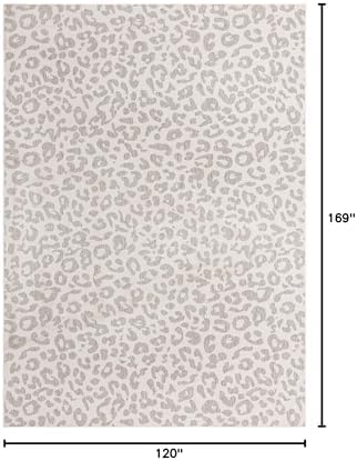 Unique Loom Outdoor Safari Collection Area Rug - Leopard (10' x 14' 1" Rectangle, Ivory Gray) - Image 2