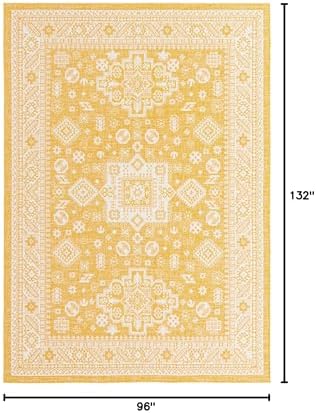 Rugs.com - Outdoor Aztec Rug – 7' 10 x 11' Yellow Indoor/Outdoor Rug – Weather-Resistant Flatweave Area Rug for Patios, Decks, and Porches - Image 2