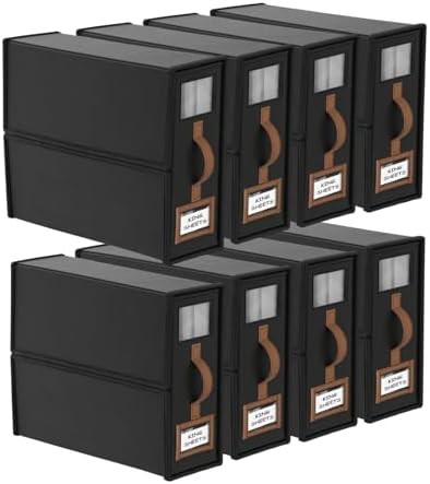 8 Pack Foldable Bed Sheets Set Organizers and Storage(King & Queen Size),Linen Fabric Closet Organizers with Window,Folding Bedding Storage Box for Bedsheets and Pillow Cube Organizer-Black by BigPonPon