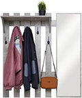 39.4" Coat Rack Wall Mount with Mirror, Wall Shelf with 5 Hooks and Storage for Hallway Entryway Modern (Grey) by Mondeer