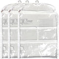 Clear Garment Bags for Dance Costumes 3-Pack, Short-Size, Side Zipper Entry, Storage Pockets for Shoes & Accessories, Size 24”x18”, Dream Duffel by DreamDuffel