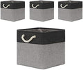 Temary Baskets 4 Pack Fabric Storage Cube Storage Baskets 13x13x13 Storage Cube Bins for Shelves with Handles, Basket for Organizing (Black&Gray) by TEMARY