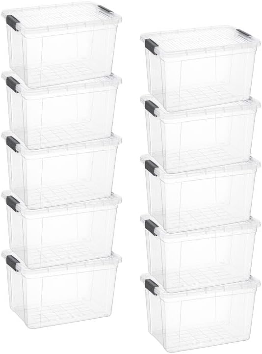 Superio 14.7 Quart Clear Plastic Storage Boxes with Lids, Stackable Organizer Containers, BPA-Free Storage Bins for Home, Office, School & Dorm, 10 Pack by Superio