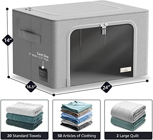 Sorbus Jumbo Clothing Storage Bins with Clear Window (4 Pack, Gray) - Image 3