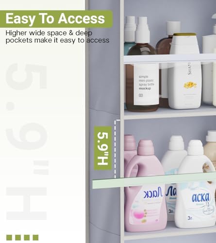 AOODA 4 Pack Over the Door Organizer, Large Capacity Closet Door Hanging Organizer, Clear Deep Pockets Baby Organizer Storage for Nursery, Bathroom, Bedroom, Pantry, Diapers (Grey) - Image 4