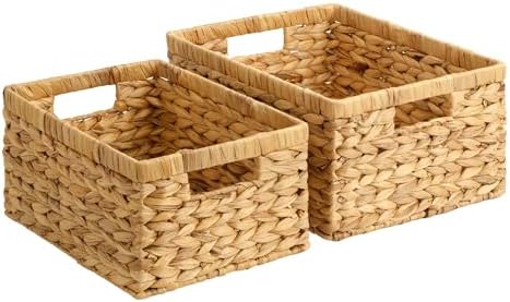 StorageWorks Wicker Storage Baskets for Shelves, Hyacinth Baskets, 2-Pack by StorageWorks