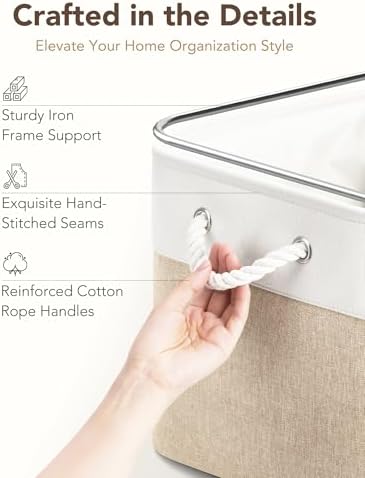 13x15x13 Inch Large Storage Bins with Cotton Rope Handles 6-Pack - Image 5