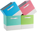 Cube Storage Bins | 13"x15"x13", Macaron & White, 4 Pack by FABINADO
