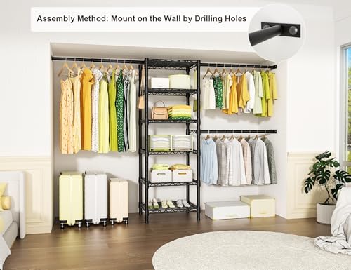 Ulif M5 Wall Mounted Clothes Garment Rack, Heavy Duty Closet Storage System - Image 2