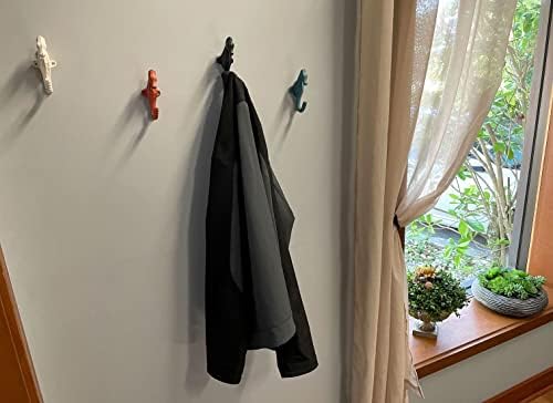 Zeckos Set of 4 Coastal Seahorse Decorative Wall Hooks, 5 Inch Coral Orange - Image 2