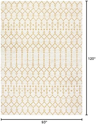 Eyely Moroccan Woven Area Rug 8X10 Cream/Yellow, Indoor Outdoor Rug - Image 2
