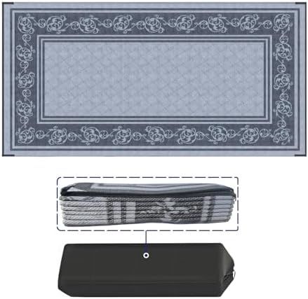 EEZ RV Products 9x18VG Heavy Duty Reversible/Durable Outdoor Patio/RVing Mats(9ft x18ft Vine Grey) Come with Large Storage Bag & 6 Sets of Stakes and Washer by EEZRVProducts