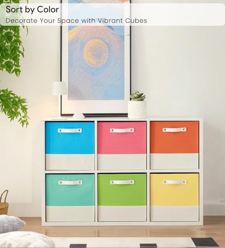Cube Storage Bins | 11.8"x11.8"x9.8", Macaron & White, 6 Pack - Image 4
