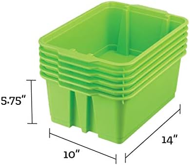 Really Good Stuff-160074GRN Stackable Plastic Book and Organizer Bins for Classroom or Home Use – Sturdy, Colored Plastic Baskets (Set of 12) - Image 2