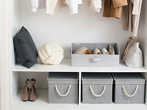 StorageWorks Storage Bins with Lids, Fabric Boxes for Closet, Gray - Image 4