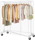 Hoctieon Z Clothes Rack with Cover, Metal Heavy Duty Clothing Rack, Rolling Garment Rack with Wheels, with Dustproof Cover Waterproof Protector, with 2 Durable Zippers, for Hanging Clothes, White by Hoctieon