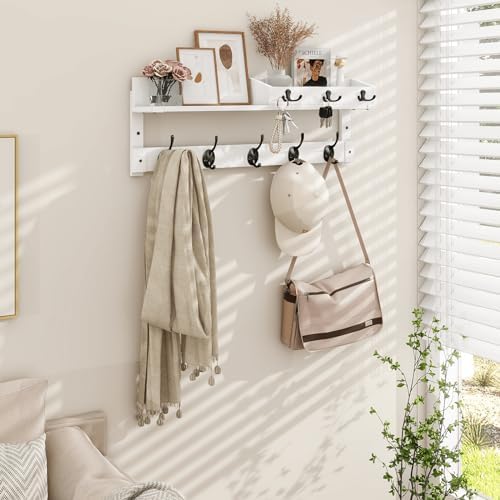 Homode Coat Rack Wall Mount with Hooks and Mail Holder - Image 5