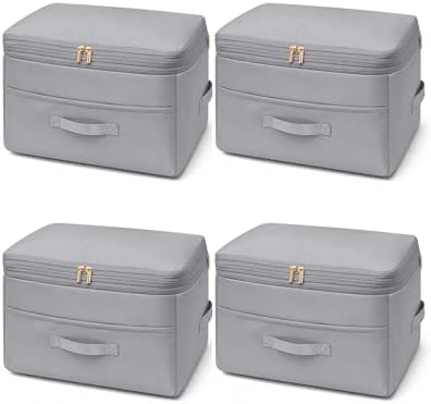 Ultra Space Saving Self Compression Organizers, Double Zipper Compression Packing Cubes for Bedding, Comforter Storage Bag for Blankets Duvet Quilts Pillows Queen King (Gray X-Large) by Unknown