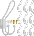 WEBI Coat Hooks Wall Mount,5 mm Thick,10 Large Triple Hooks,Heavy Duty Metal Backpack Wall Hooks for Hanging Clothes,Robe,Towel,Closet,Farmhouse,Mudroom,White by WEBI