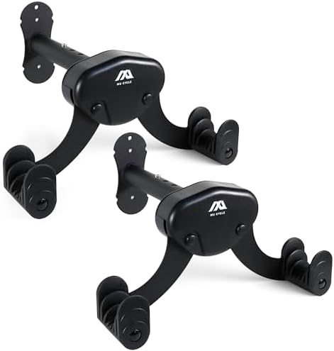 Buffalo Bike Wall Mount Rack – Adjustable Heavy-Duty Horizontal Indoor Hanger for Road, Mountain & Hybrid Bikes up to 48.5 lbs / 22 kg, Space-Saving Garage & Apartment Storage (2 Pack) by MUCYCLE