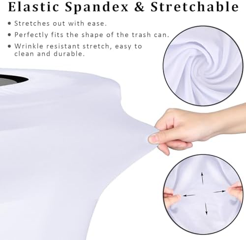 BSTKEY 6 Pack 32 Gallon Stretch Spandex Trash Can Cover, Outdoor Waste Container Bin Cover, Round Garbage Can Covers for Kitchen Wedding Party Commercial Fundraiser Decor, Without Trash Can (White) - Image 6