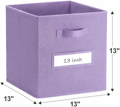 Storage Bins,13" Cube Storage Bin with Labels,10pcs,Purple - Image 3