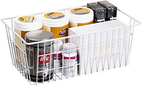 SANNO 14" Freezer Baskets Wire Storage Baskets for Organizing Pantry Organization Bins Cabinets - Metal Basket Kitchen, Laundry, Garage, Fridge, Bathroom Countertop Organizer - Image 4