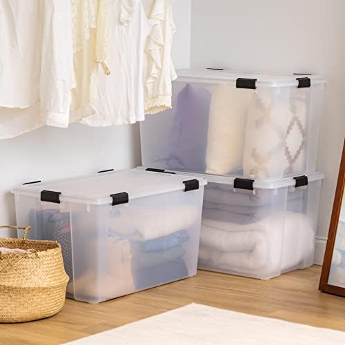 IRIS USA 3-Pack 156 Qt Storage Bins with Gasket Lids, Clear/Black - Image 4