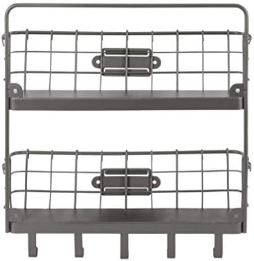 Spectrum Mail and Key Organizer for Wall, Vintage 2-Tier Mail Holder for Wall with 5 Key Hooks, Farmhouse Entryway Key and Mail Holder, Hanging Mail Organizer Rack for Letters Bills, Industrial Gray - Image 5