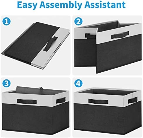 GhvyenntteS Large Storage Baskets for Shelves 6 Pack, Collapsible Fabric Storage Bins with 3 Handles, Decorative Closet Organizers and Storage bins for Clothes Blanket Beddings (Black, 15"x11"x9.6") - Image 5